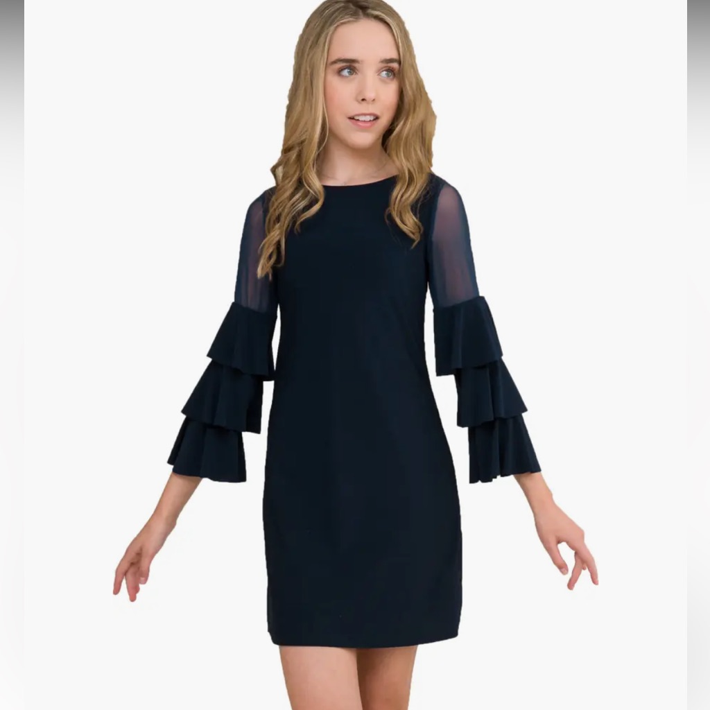 Un Deux Trois Kids' Ruffle Sleeve Dress Nwt In Stores $99